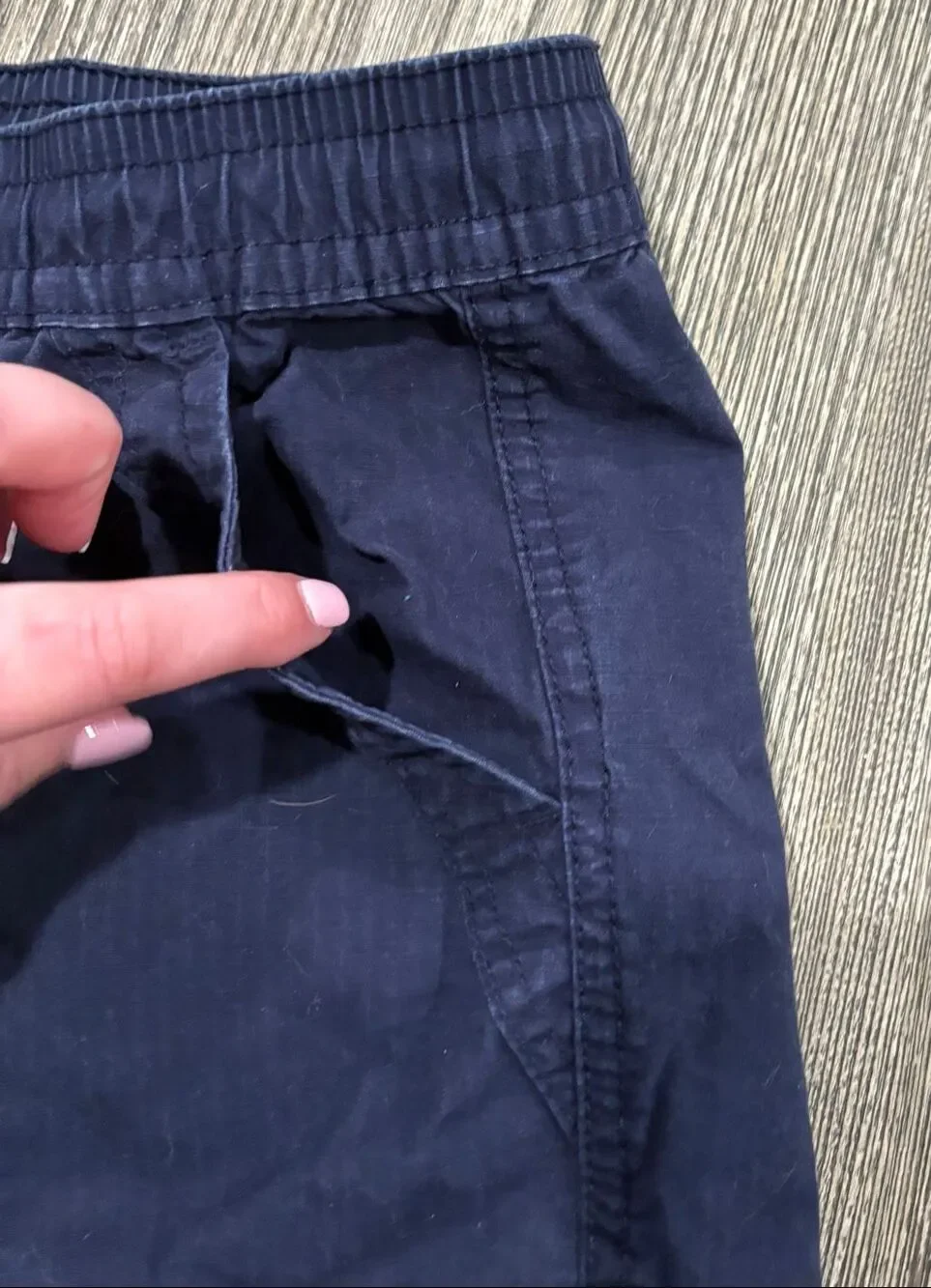 Natural Reflections Women's Elastic Waist Cotton Utility Shorts Navy Blue XL